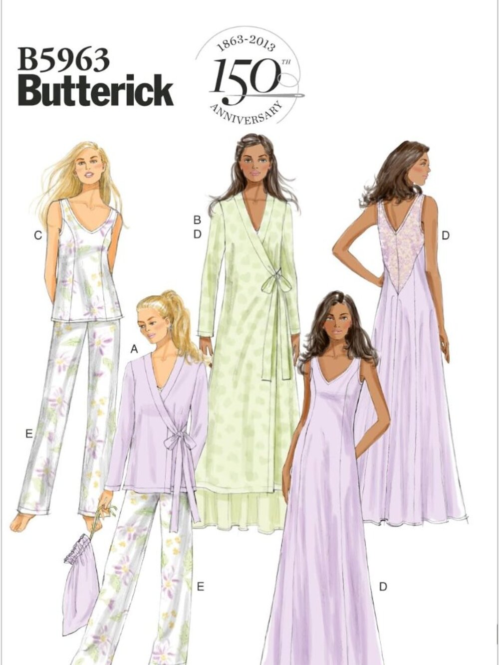 Butterick Patterns B5963 Misses' Robe, Top, Gown, Pants and Bag Sewing Templates